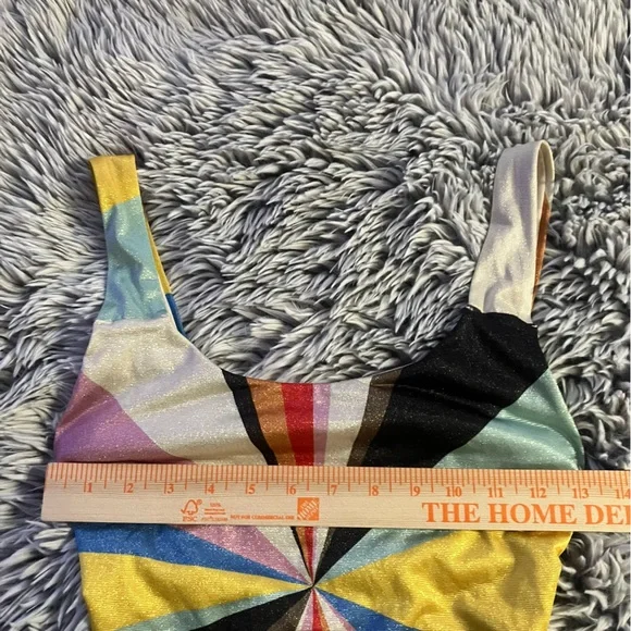 Scotch & Soda - X SMALL- Metallic one piece swimsuit Multi Color Stripe Sparkly - Picture 6 of 12